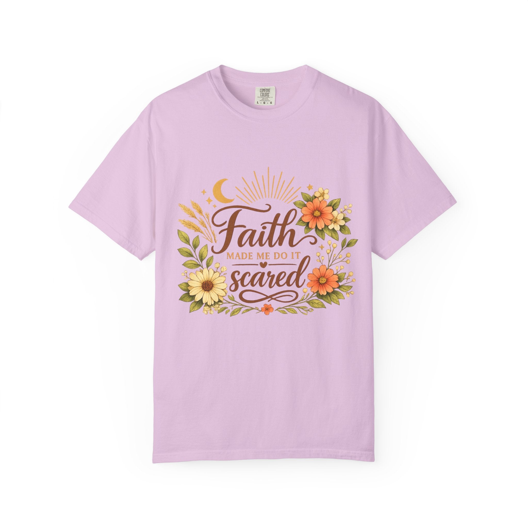 Faith Made Me Do It Scared T-Shirt — Floral Inspirational Christian Tee