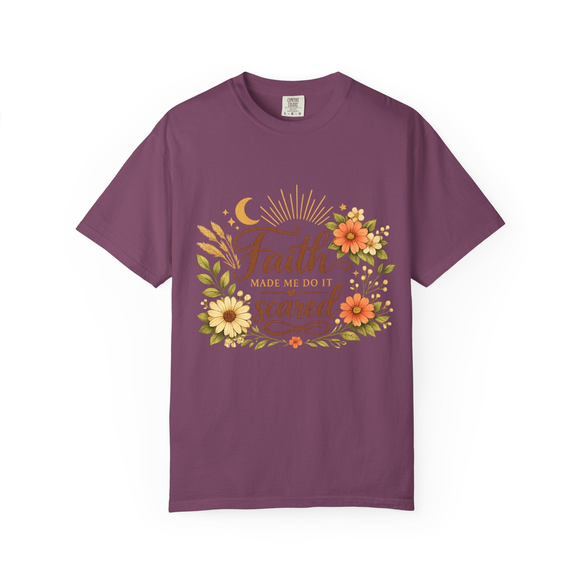 Faith Made Me Do It Scared T-Shirt — Floral Inspirational Christian Tee