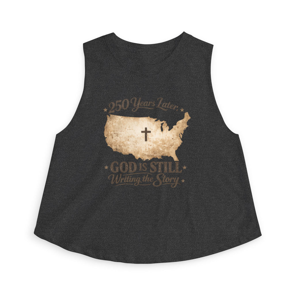 Christian Crop Top — "250 Years Later, God Is Still Writing the Story" USA Map Faith Tank