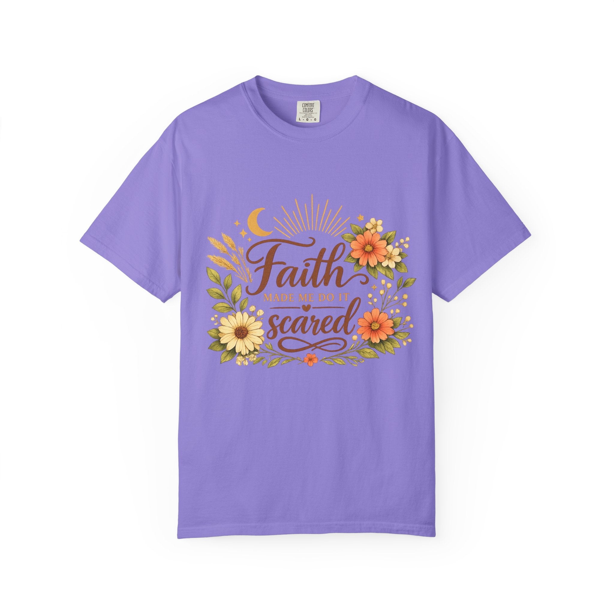 Faith Made Me Do It Scared T-Shirt — Floral Inspirational Christian Tee