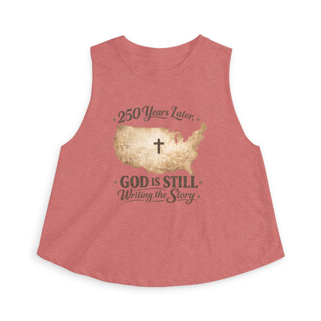 Christian Crop Top — "250 Years Later, God Is Still Writing the Story" USA Map Faith Tank